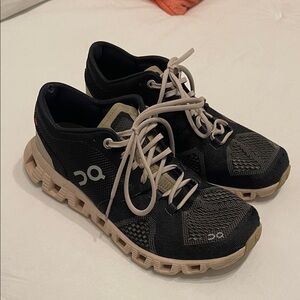 On Running Women's Navy and Beige Athletic Shoes